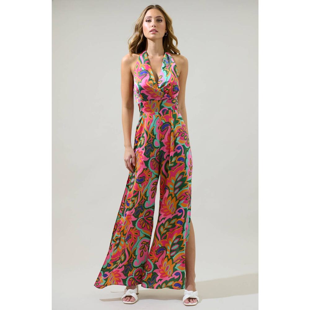 Sugarlips Lilia Tropical Floral Magic Moment Halter Jumpsuit